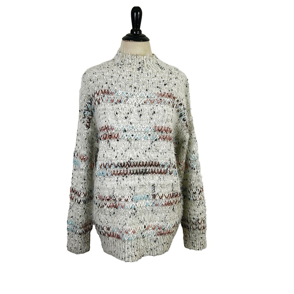 Raga Anthropologie SWEATER Small Confetti Multi Fuzzy Chunky Artsy Boho Soft